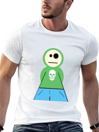 Cartoon Skeleton Character Black T-Shirt