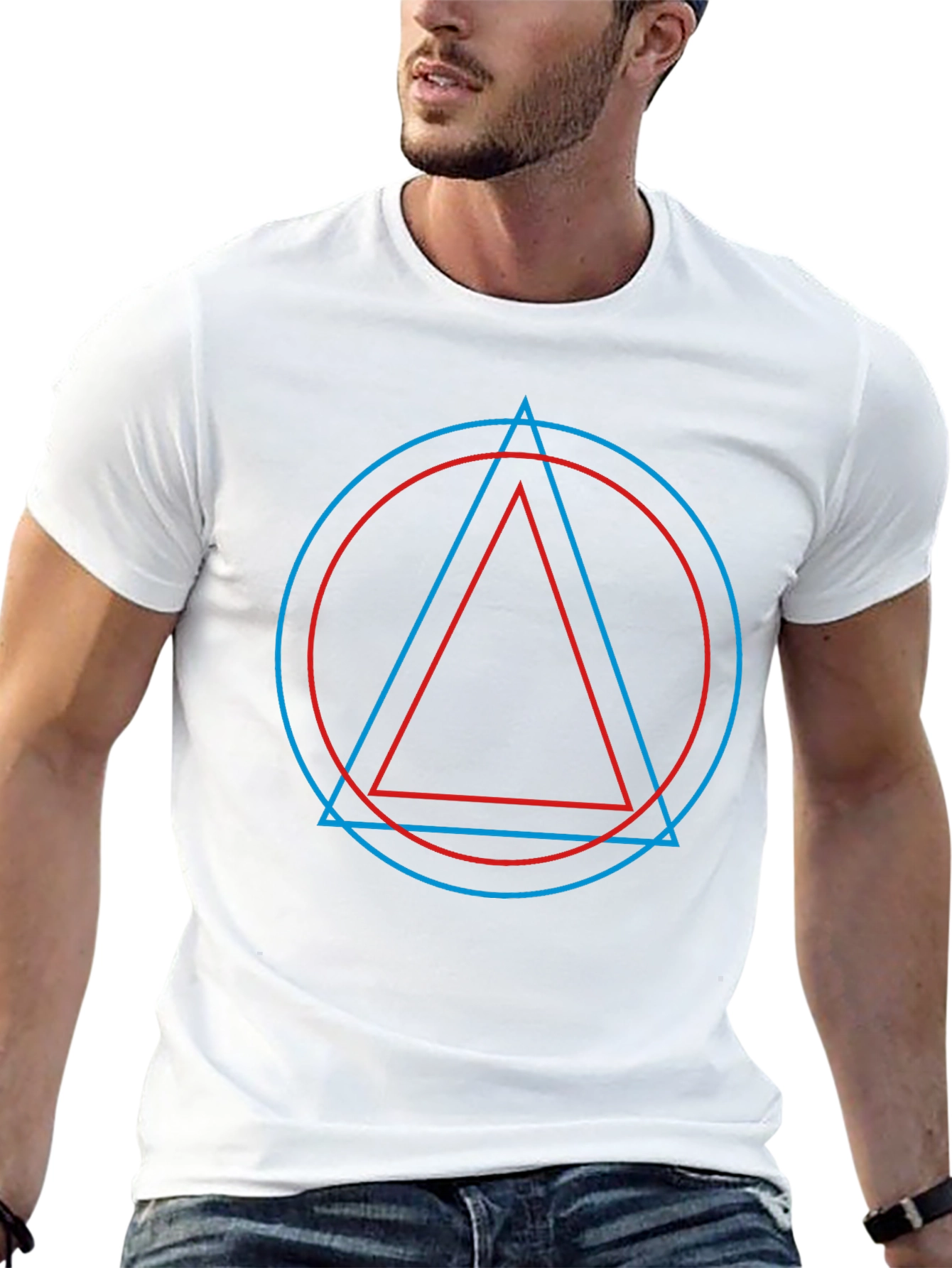 Geometric Print Mens Black T-Shirt