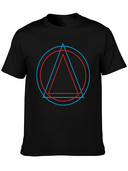 Geometric Print Mens Black T-Shirt