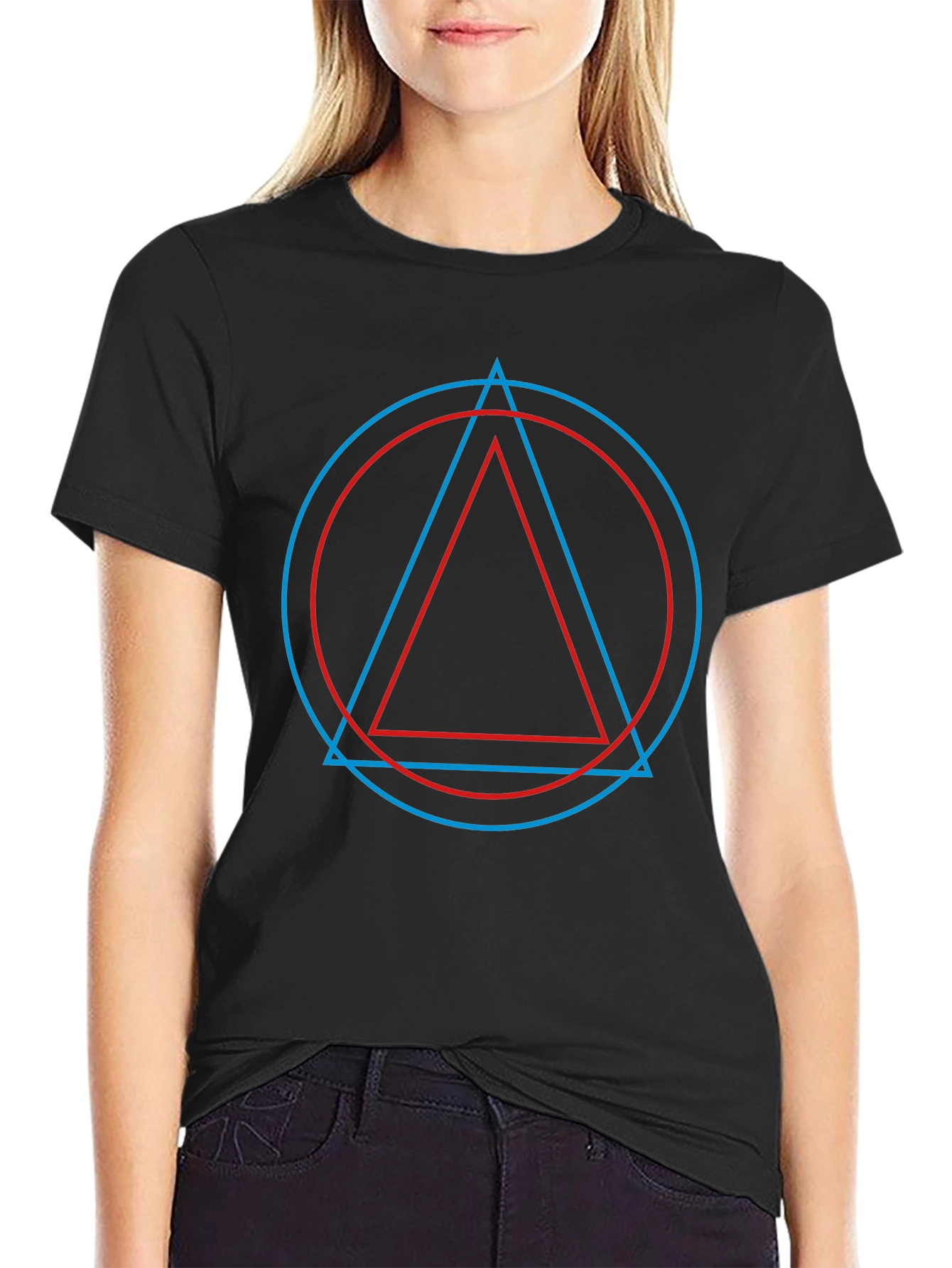 Geometric Print Mens Black T-Shirt