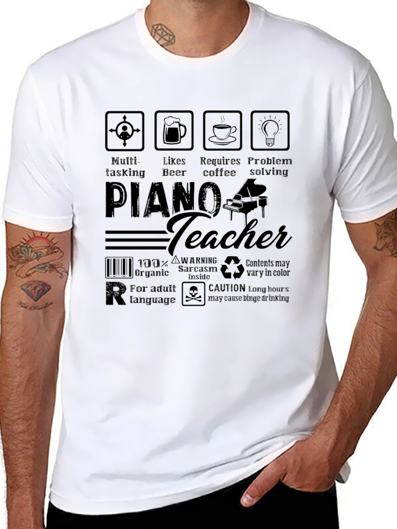 Piano Teacher Novelty Graphic T-Shirt