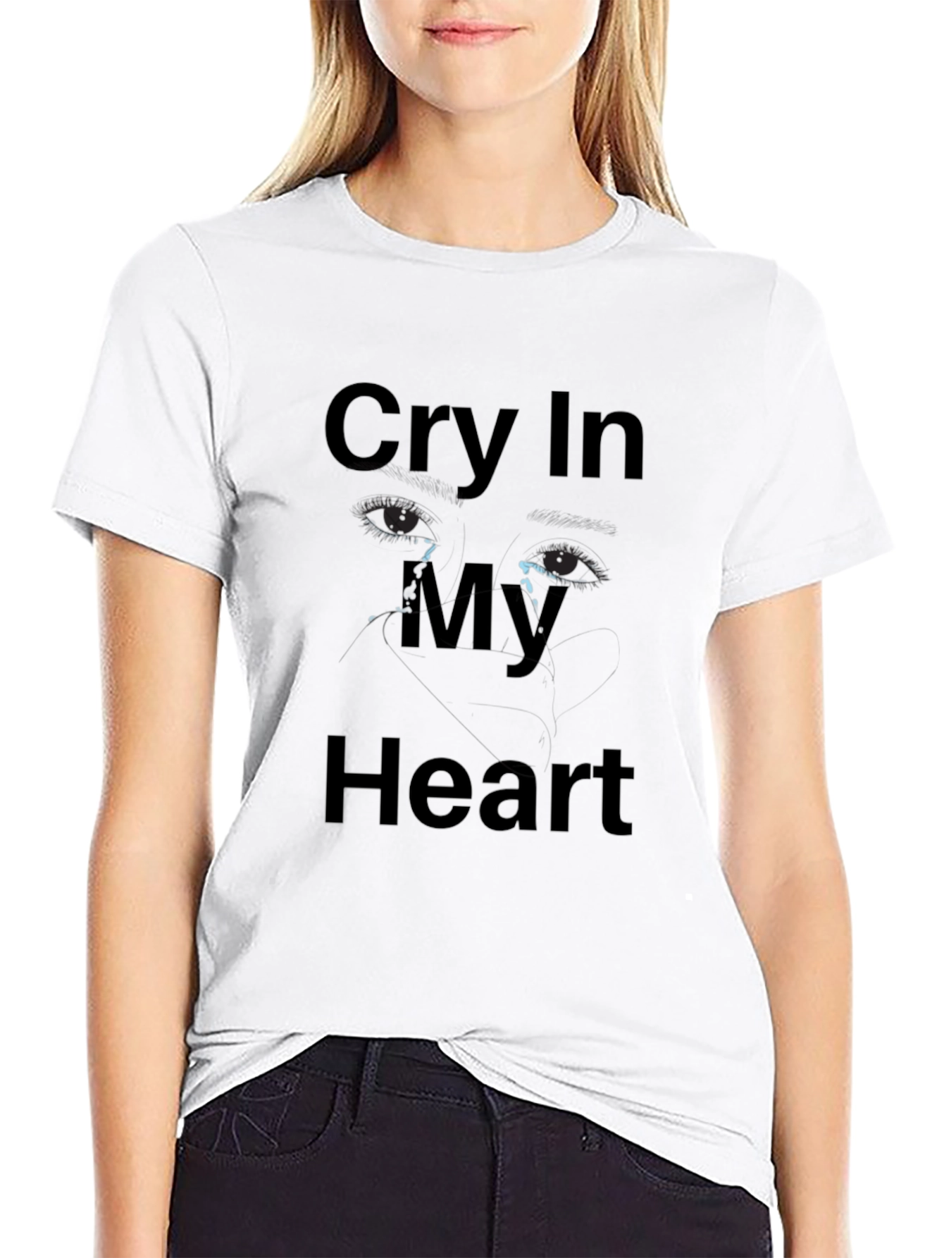 Cry In My Heart Graphic T-Shirt - Black