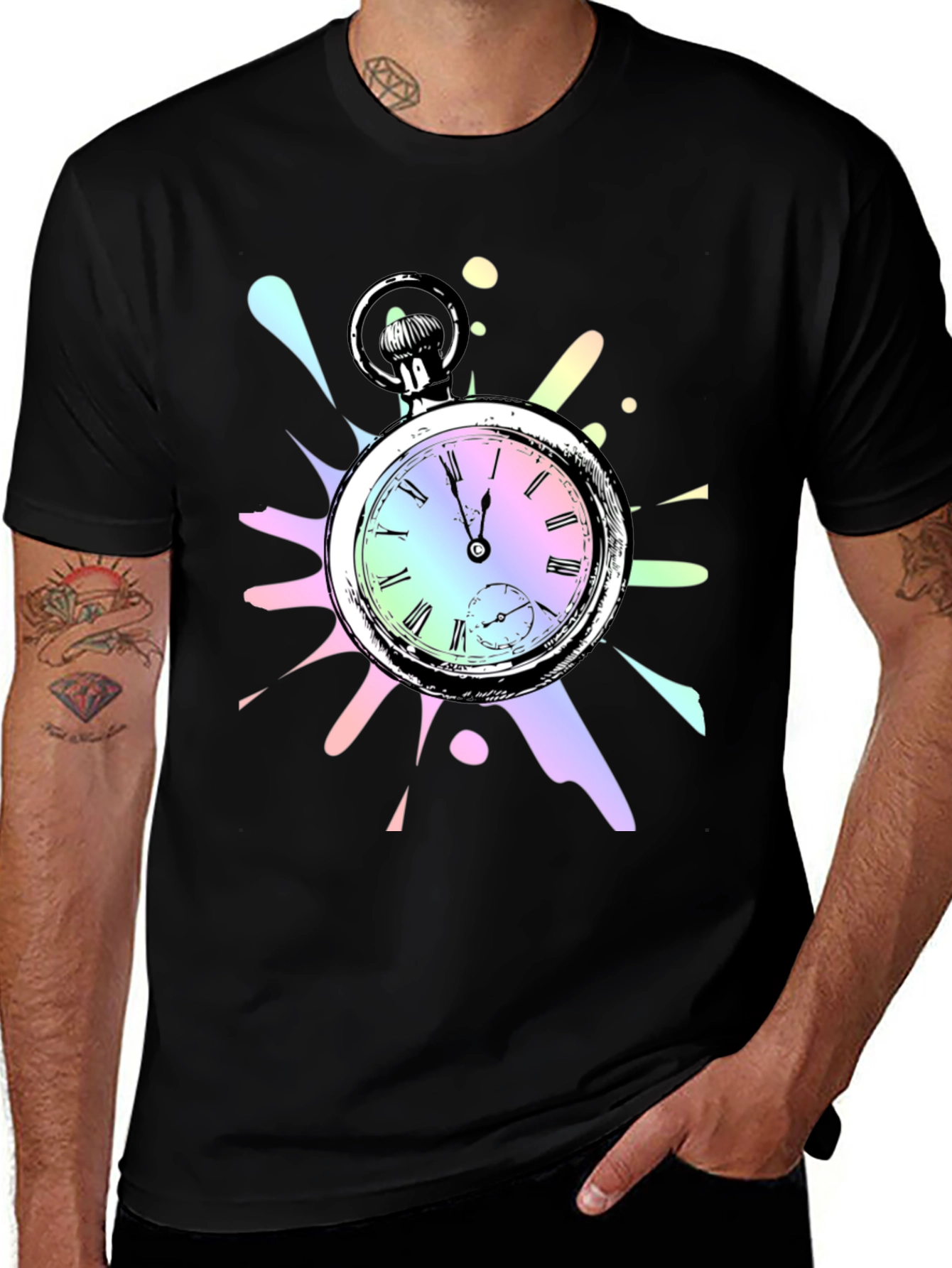 Pocket Watch Graphic Tee - Unique Design