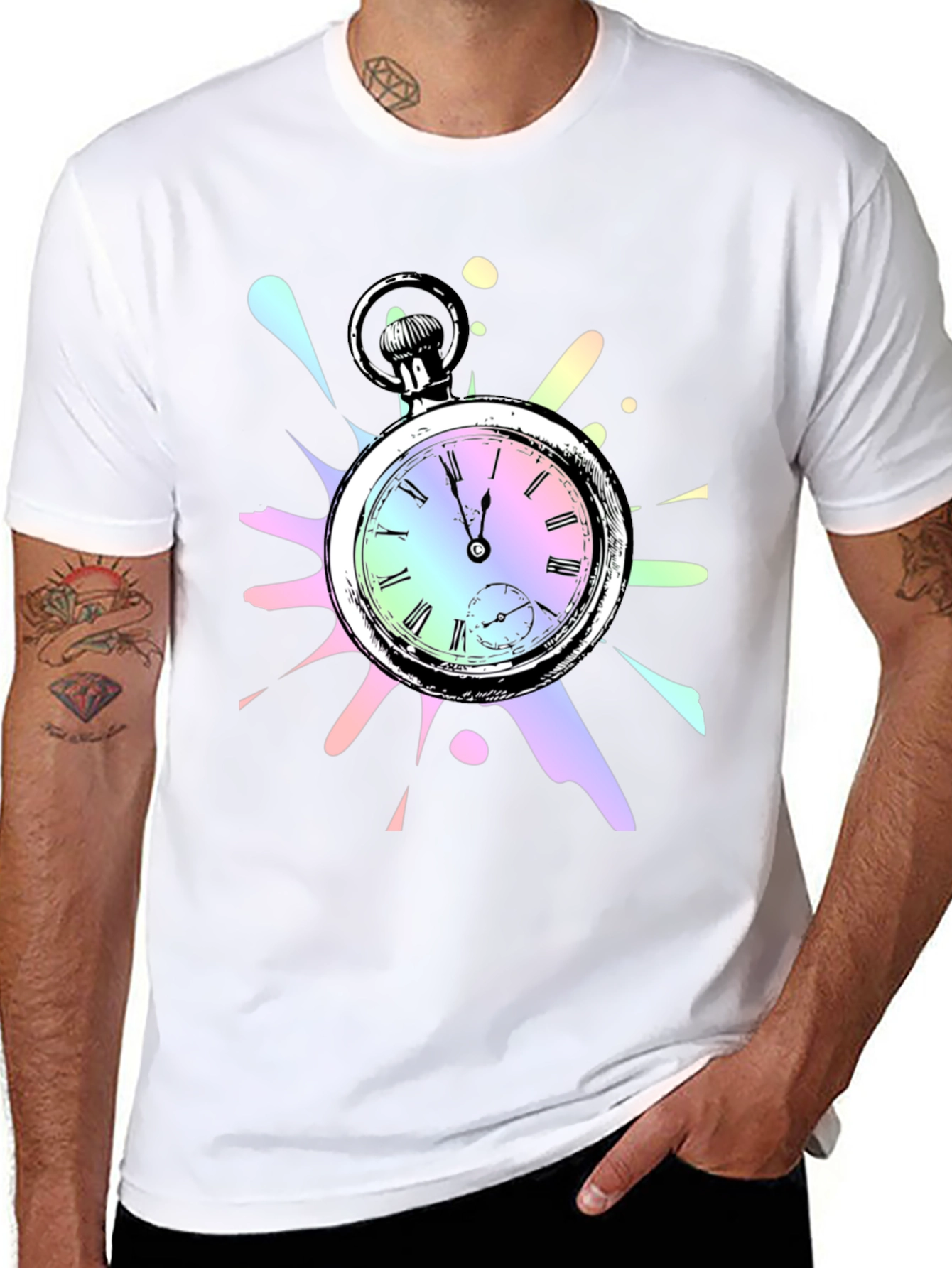 Pocket Watch Graphic Tee - Unique Design