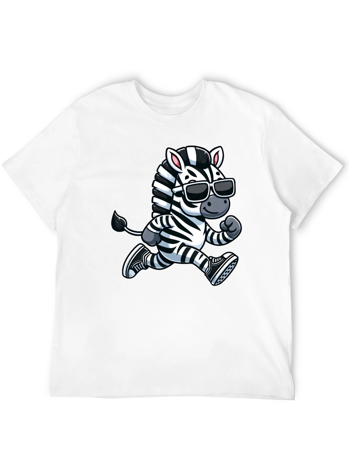 Cool Zebra Running T-Shirt - Black Cotton Graphic Tee