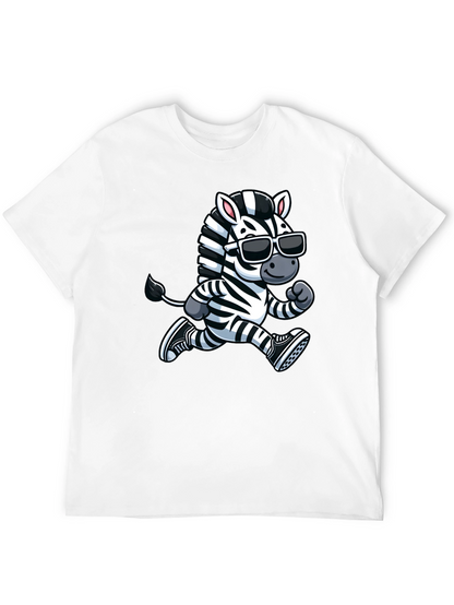 Cool Zebra Running T-Shirt - Black Cotton Graphic Tee