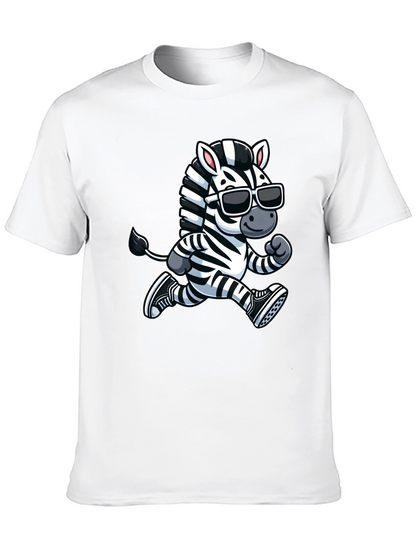 Cool Zebra Running T-Shirt - Black Cotton Graphic Tee