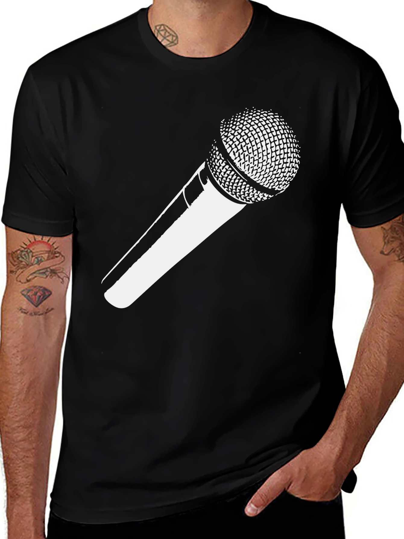 Microphone Graphic Tee - Black Unisex T-Shirt