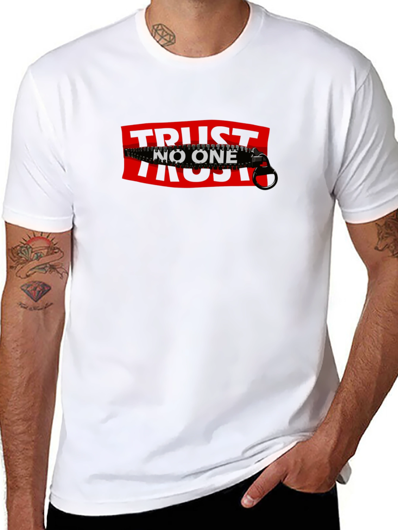 Trust No One Graphic Tee - Black Cotton T-Shirt