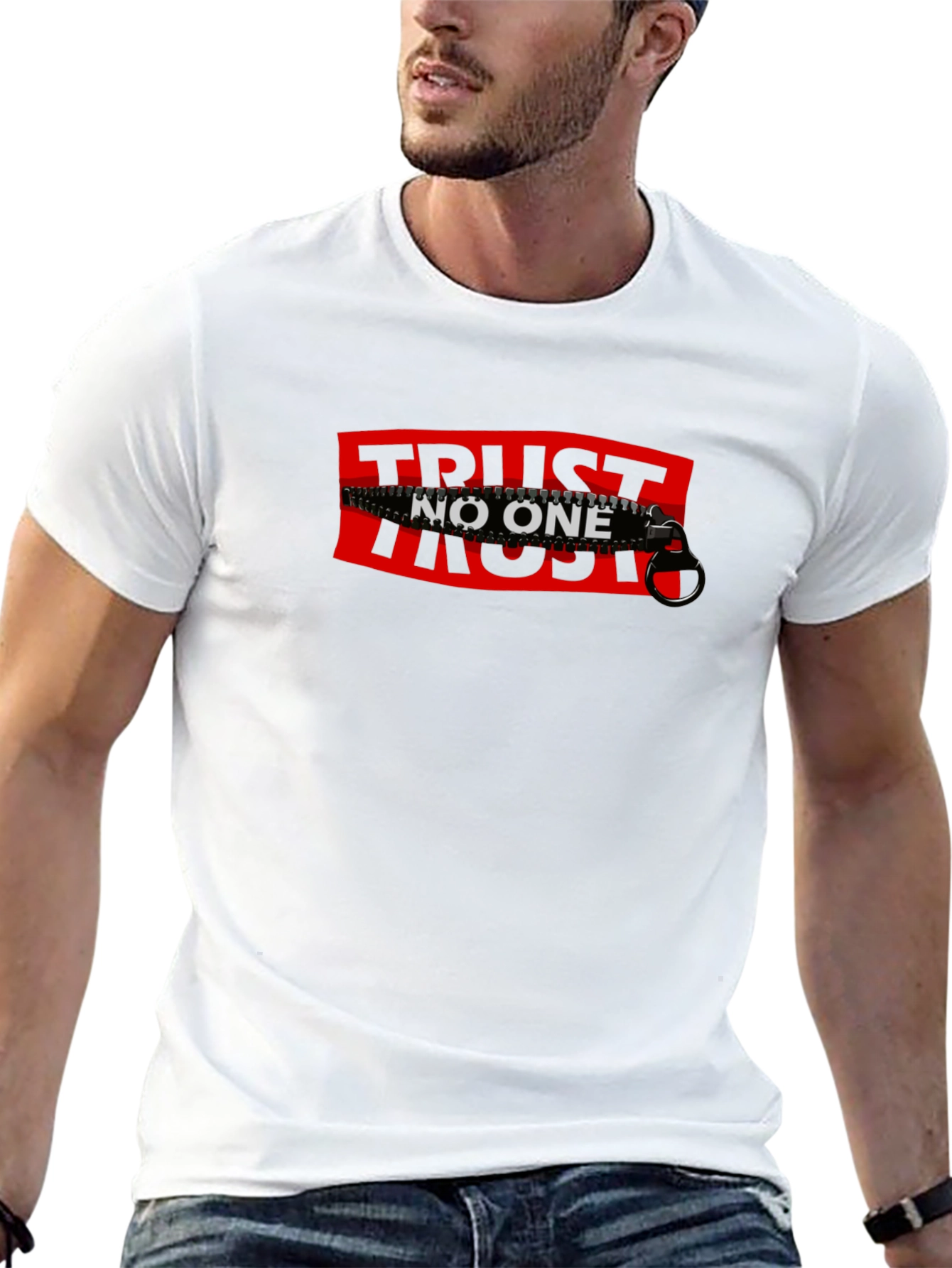 Trust No One Graphic Tee - Black Cotton T-Shirt