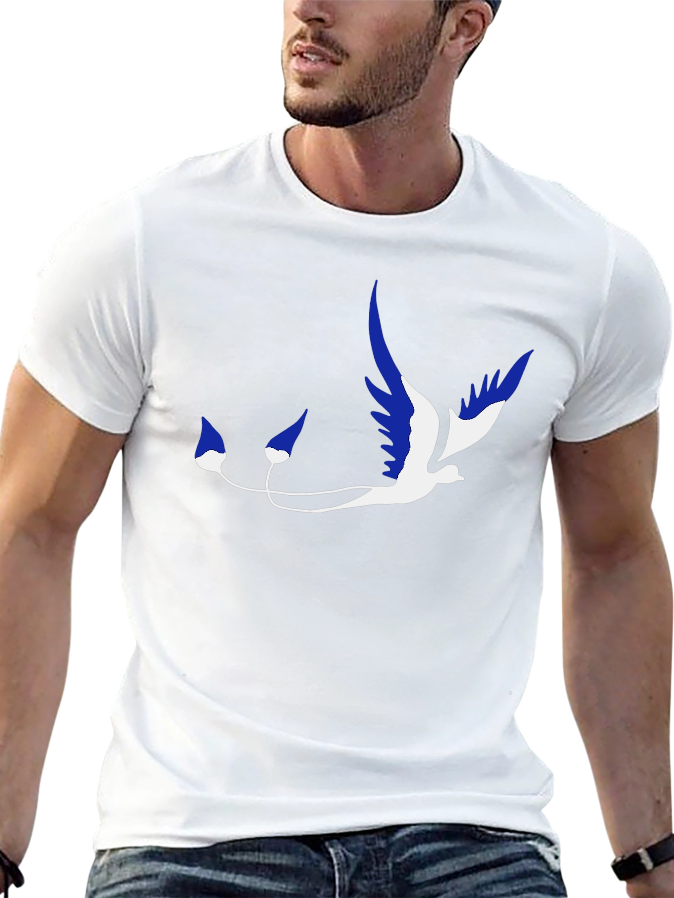 Stylish Black T-Shirt with Unique Bird Graphic