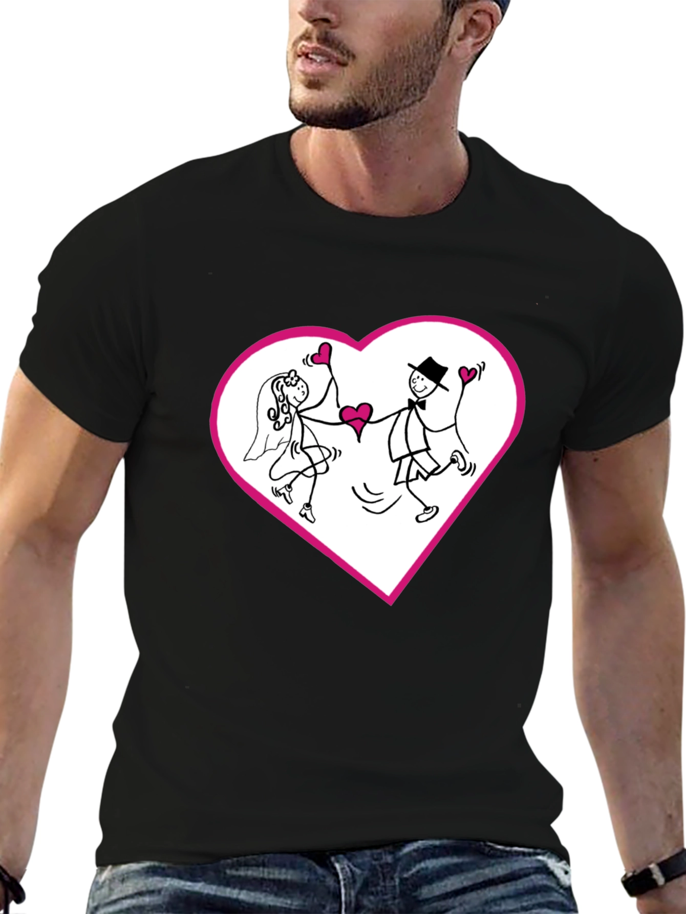 Heart Couple Graphic Tee - Love Wedding T-Shirt