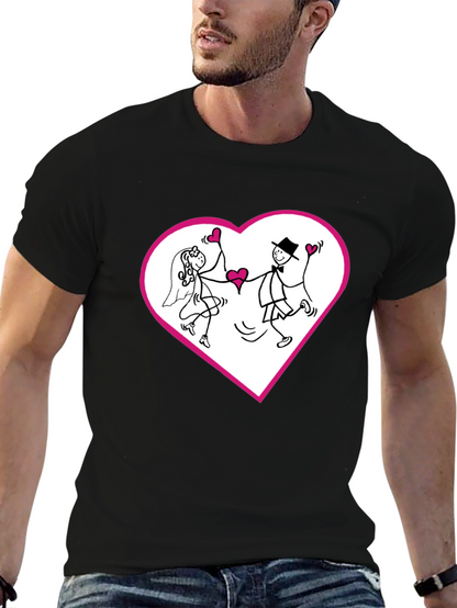 Heart Couple Graphic Tee - Love Wedding T-Shirt
