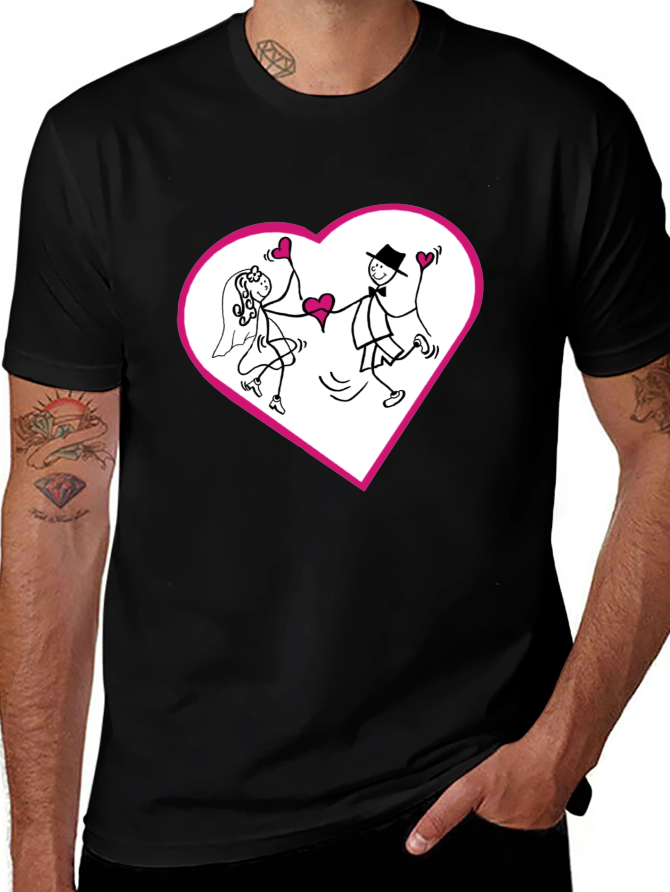 Heart Couple Graphic Tee - Love Wedding T-Shirt
