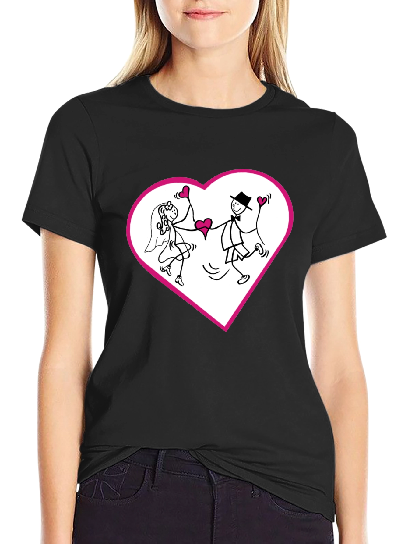 Heart Couple Graphic Tee - Love Wedding T-Shirt