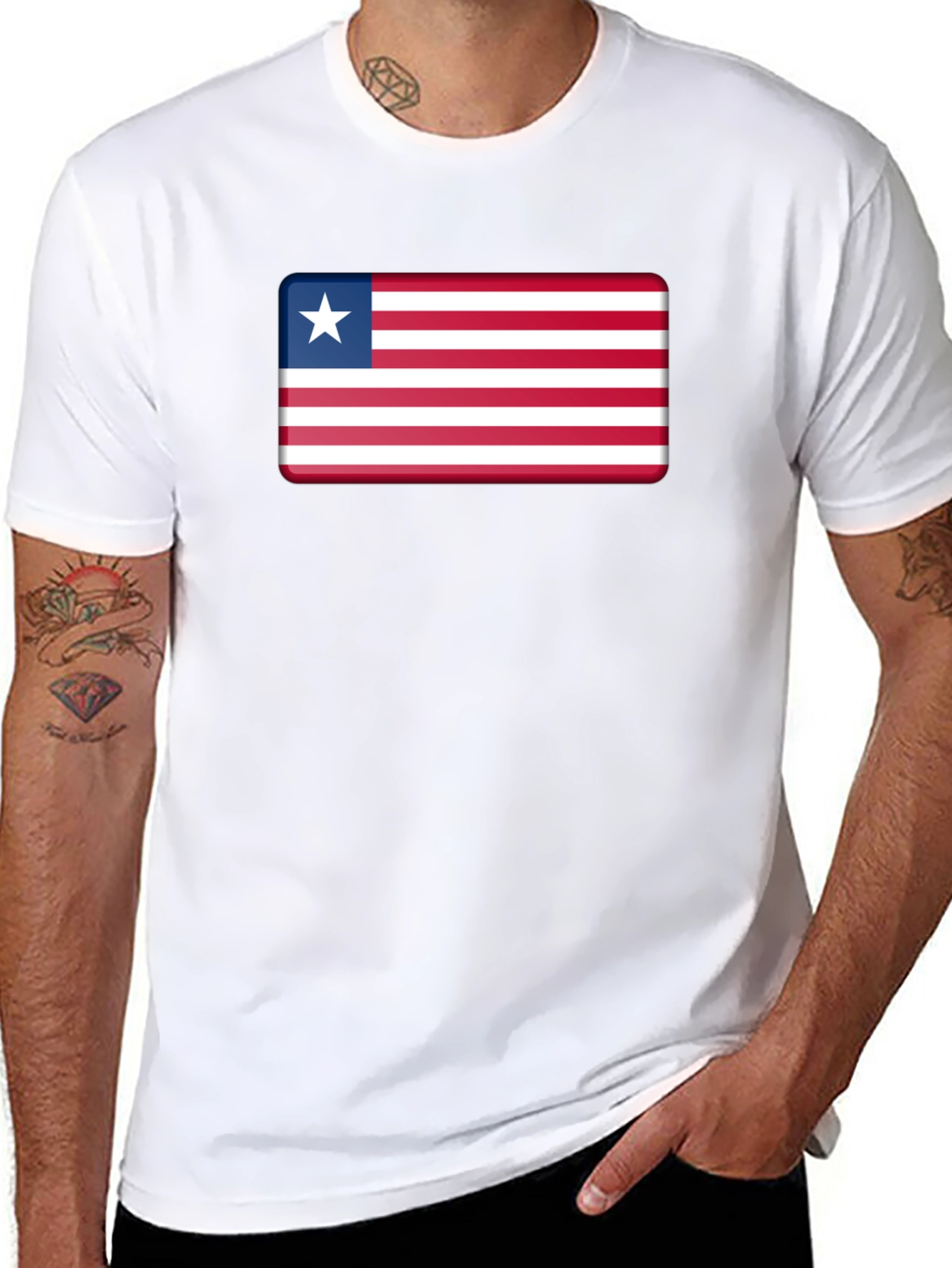 Liberia Flag T-Shirt - Black Patriotic Tee
