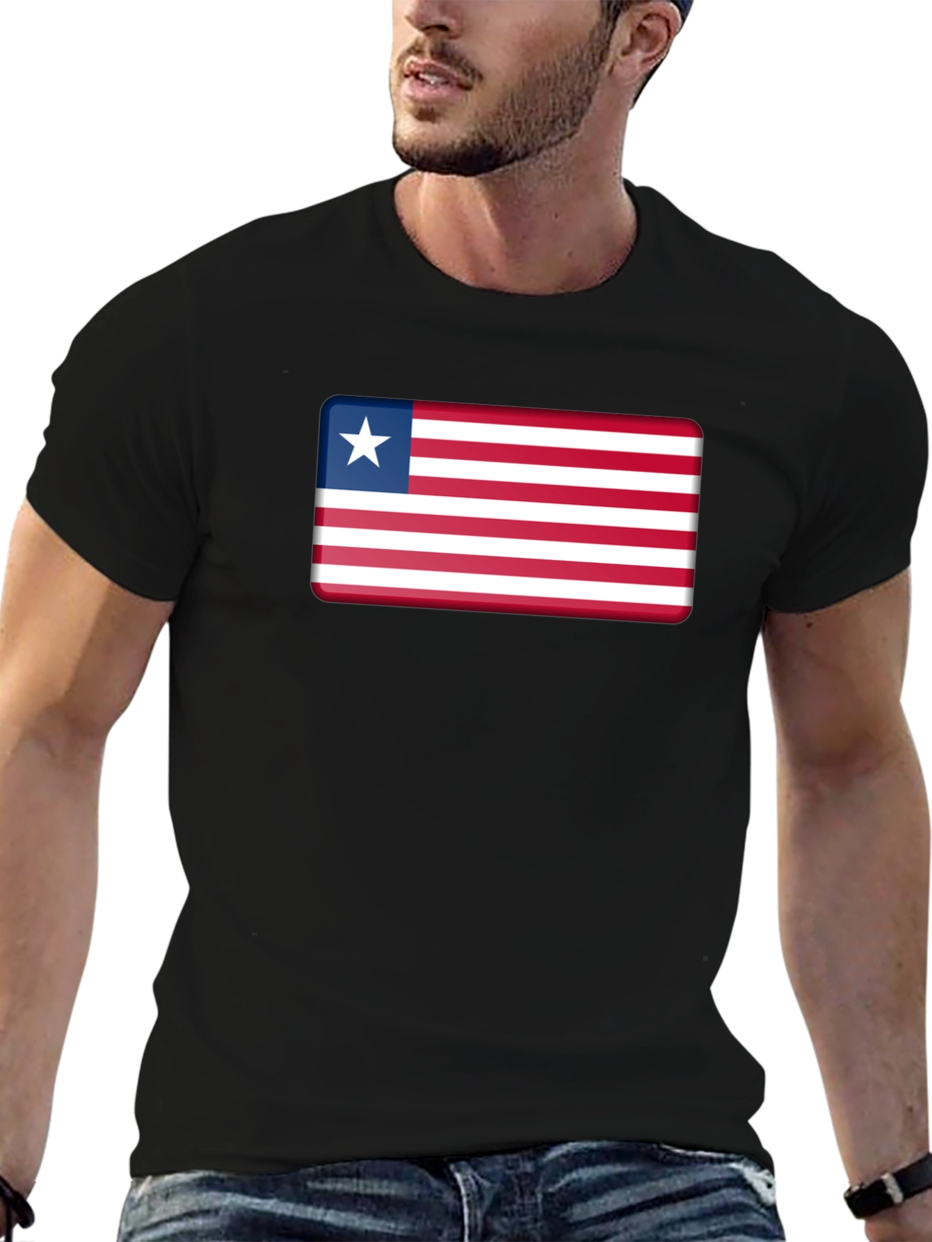 Liberia Flag T-Shirt - Black Patriotic Tee