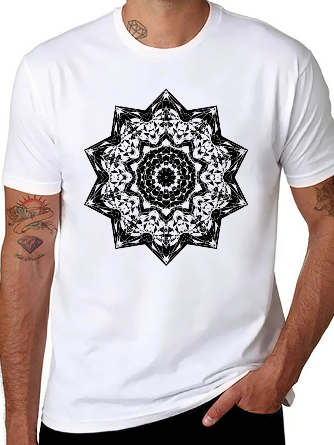 Geometric Mandala Black Tee