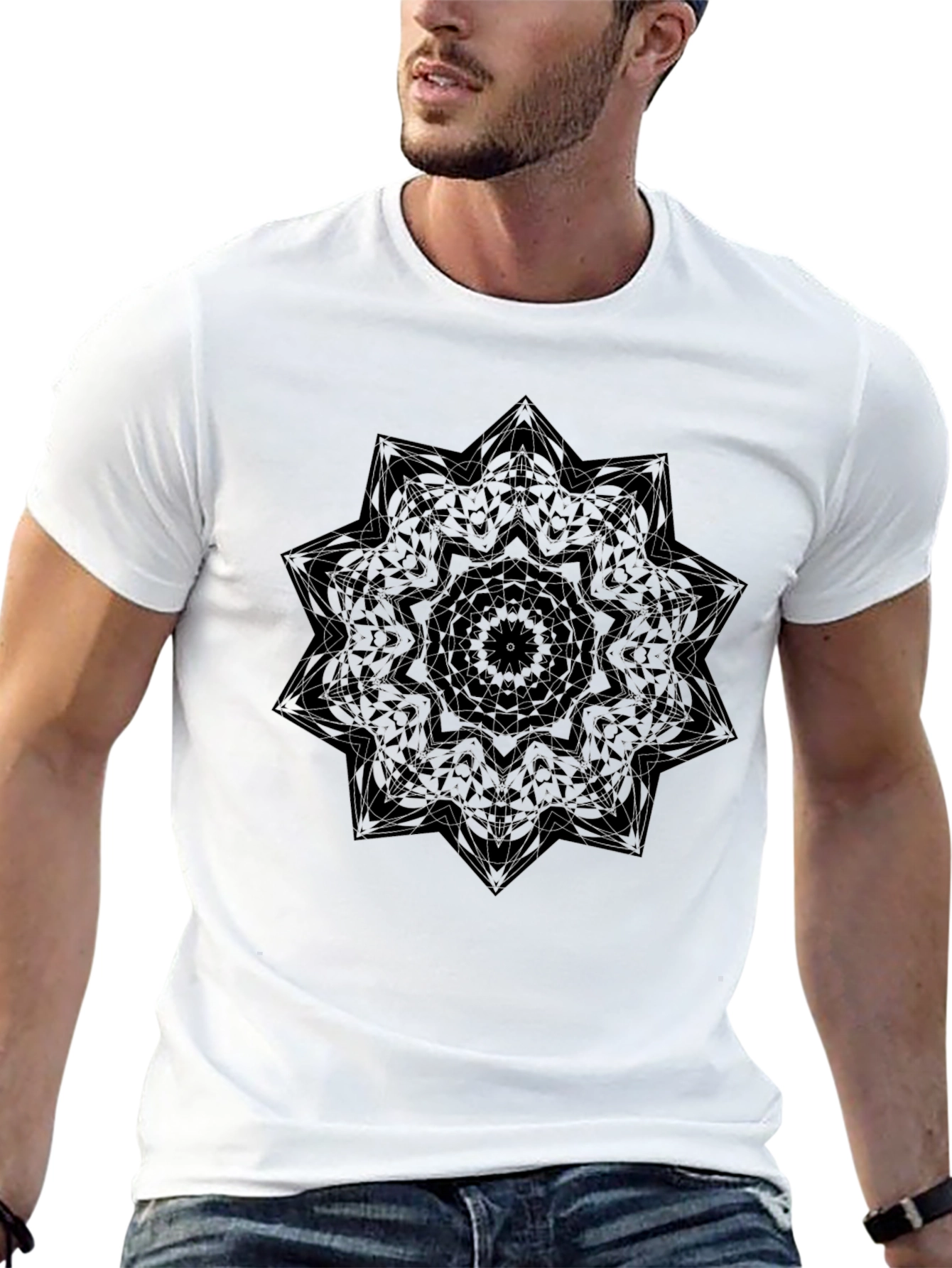 Geometric Mandala Black Tee