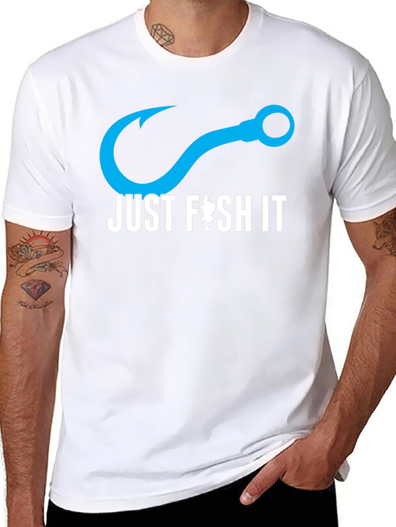 Just Fish It T-Shirt - Black Cotton Tee