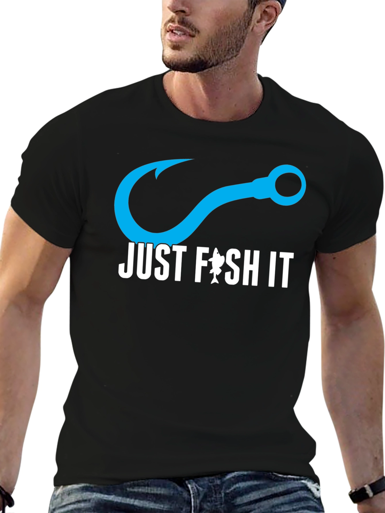 Just Fish It T-Shirt - Black Cotton Tee