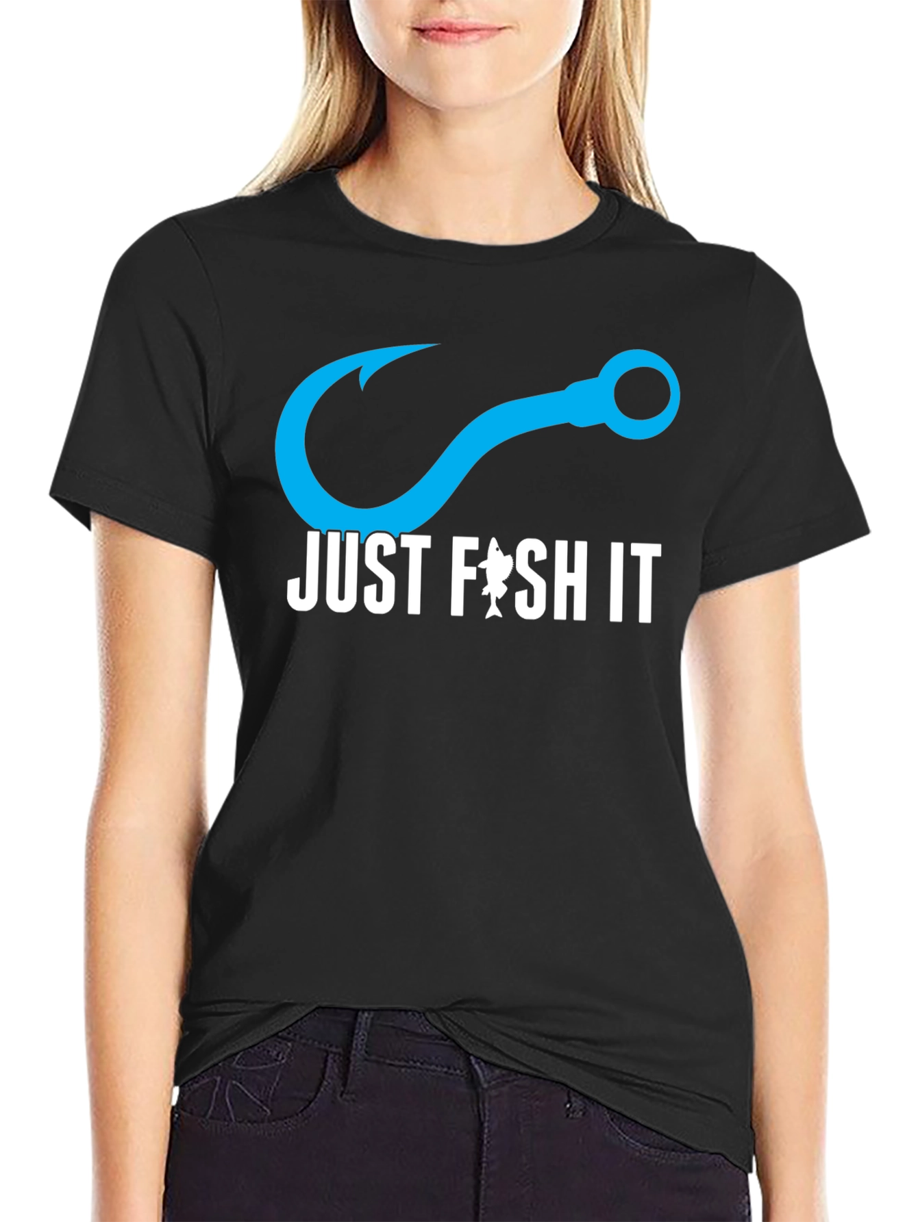 Just Fish It T-Shirt - Black Cotton Tee