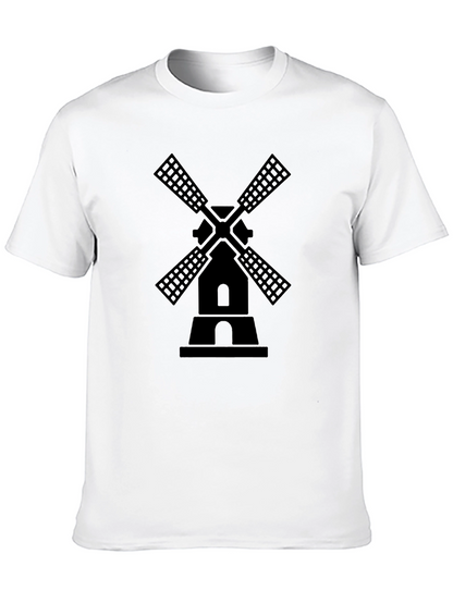 Black Windmill Graphic Tee - Mens Casual Shirt