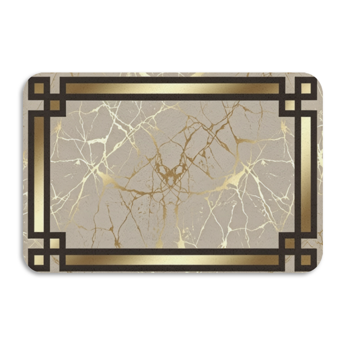 Luxury Framed Gold Marble Diatomite Quick Dry Bath Mat