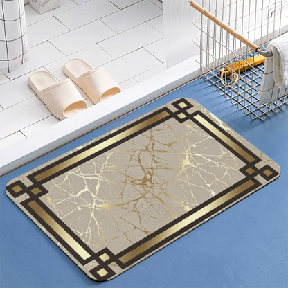 Luxury Framed Gold Marble Diatomite Quick Dry Bath Mat
