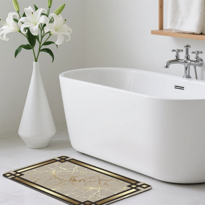 Luxury Framed Gold Marble Diatomite Quick Dry Bath Mat
