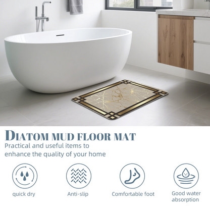 Luxury Framed Gold Marble Diatomite Quick Dry Bath Mat