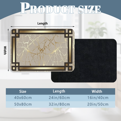 Luxury Framed Gold Marble Diatomite Quick Dry Bath Mat