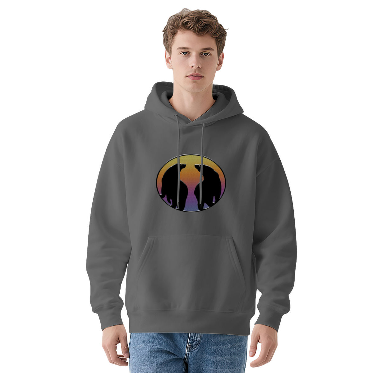 Retro Bear Sunset Graphic Hoodie