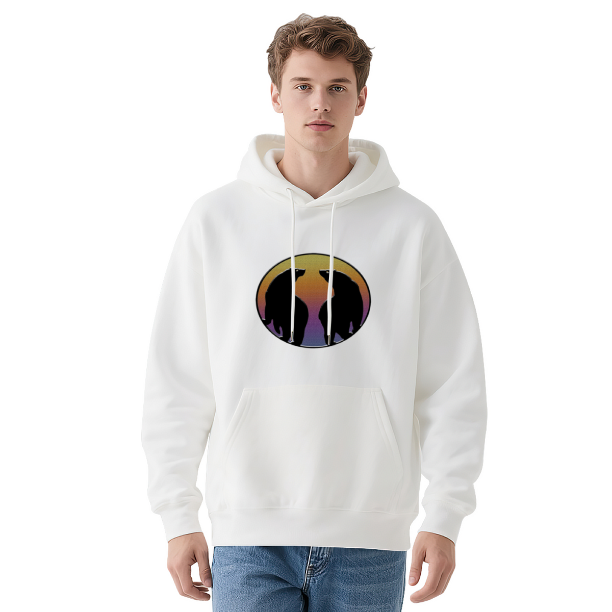 Retro Bear Sunset Graphic Hoodie