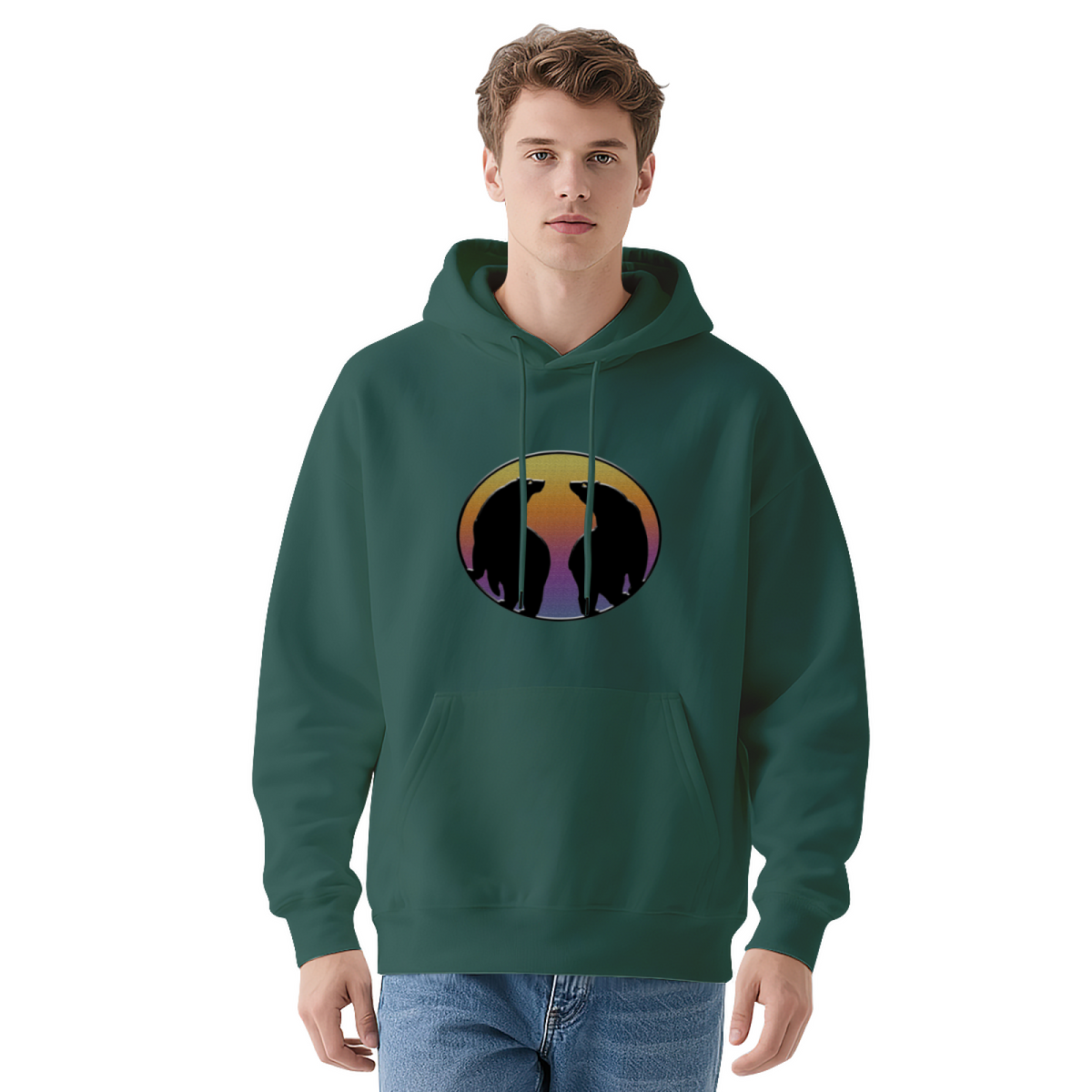 Retro Bear Sunset Graphic Hoodie