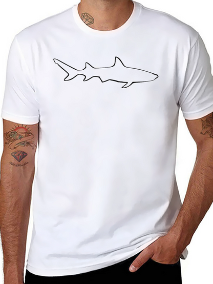 Shark Outline Black T-Shirt - Modern Casual Tee
