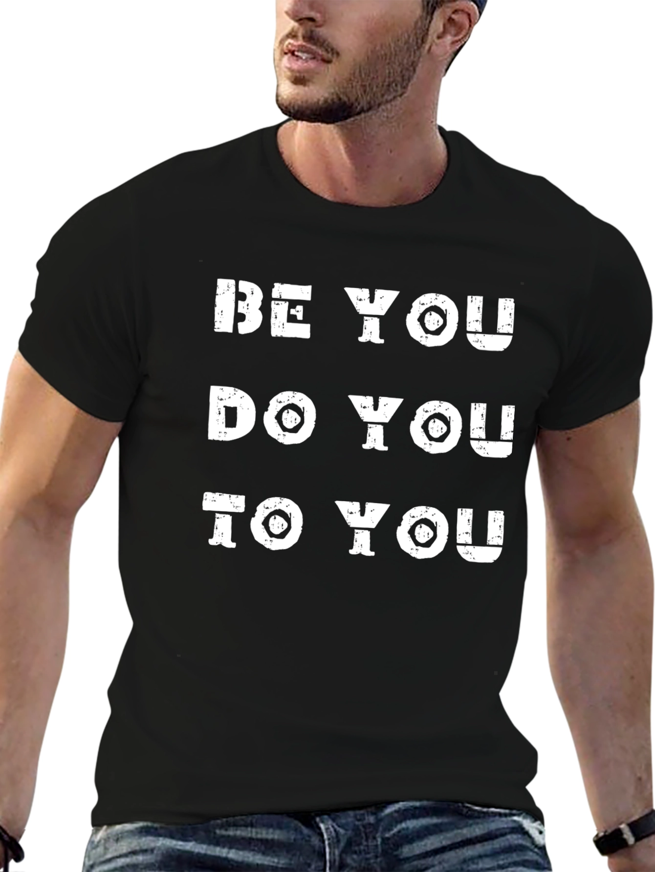 Be You Graphic Tee - Black Crew Neck T-Shirt