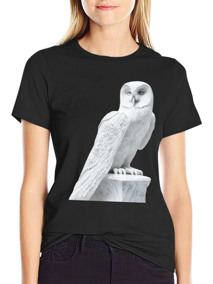 Owl Statue Graphic T-Shirt - Unisex Black Tee