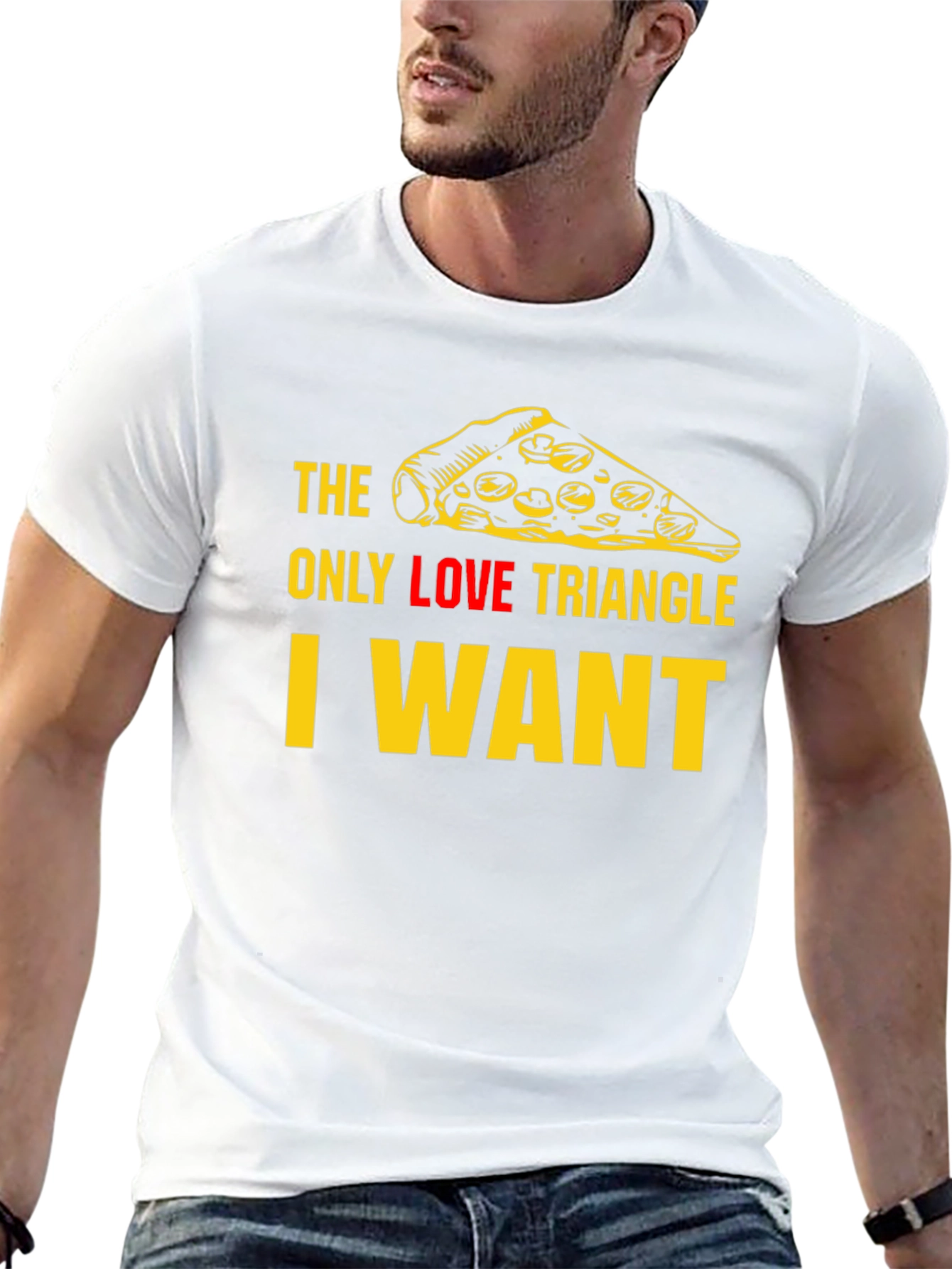 Pizza Slice Love Triangle T-Shirt - Black