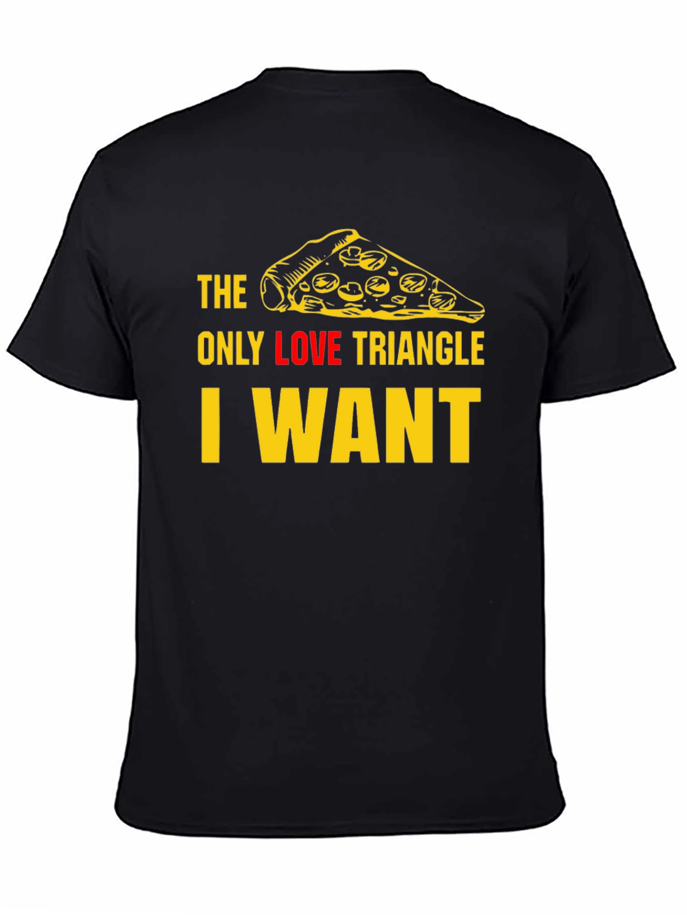 Pizza Slice Love Triangle T-Shirt - Black