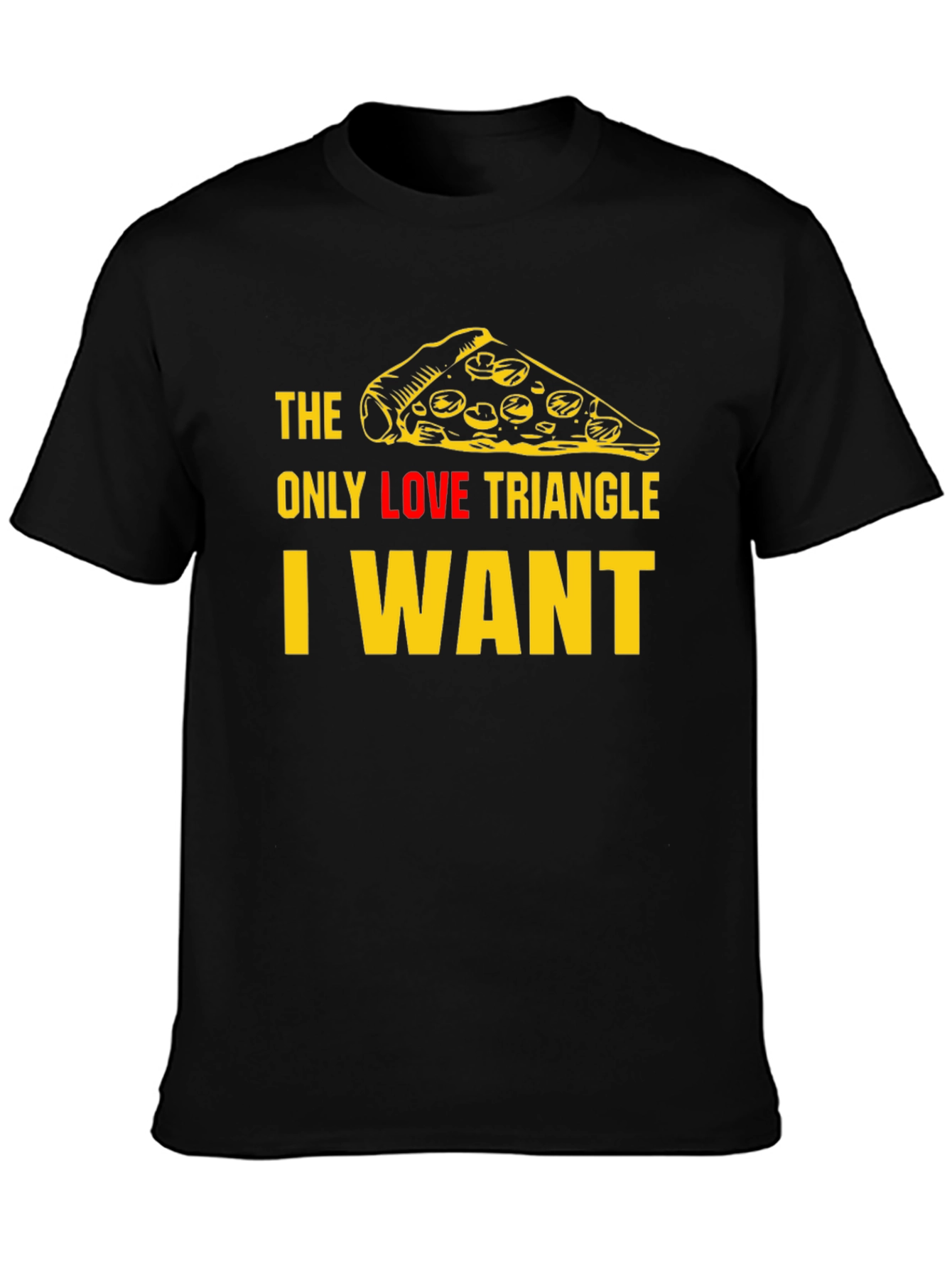 Pizza Slice Love Triangle T-Shirt - Black