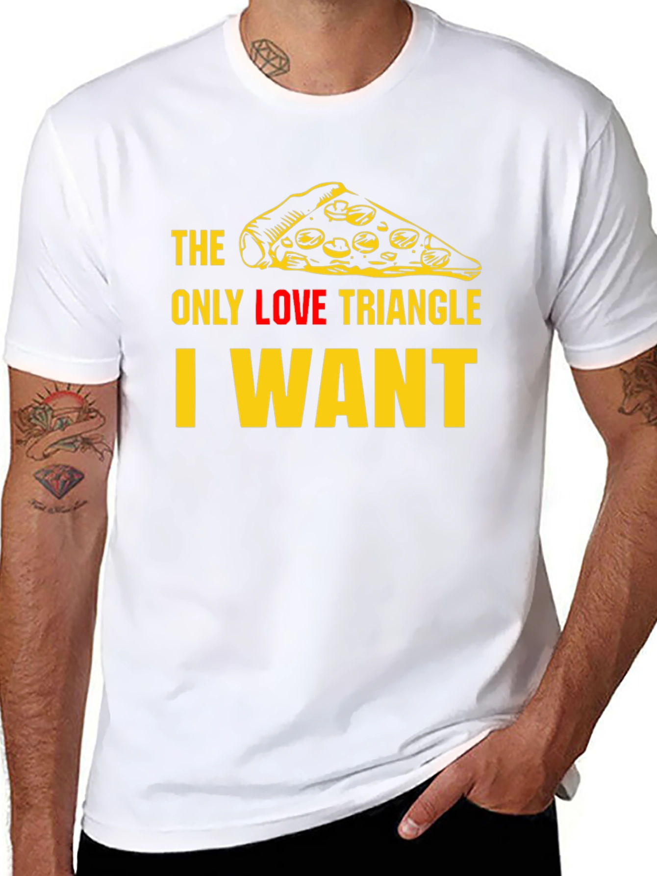 Pizza Slice Love Triangle T-Shirt - Black