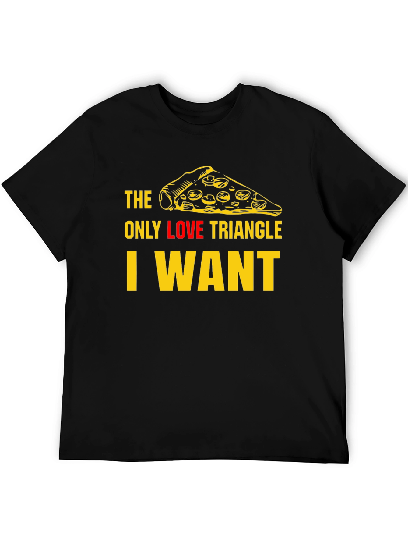 Pizza Slice Love Triangle T-Shirt - Black