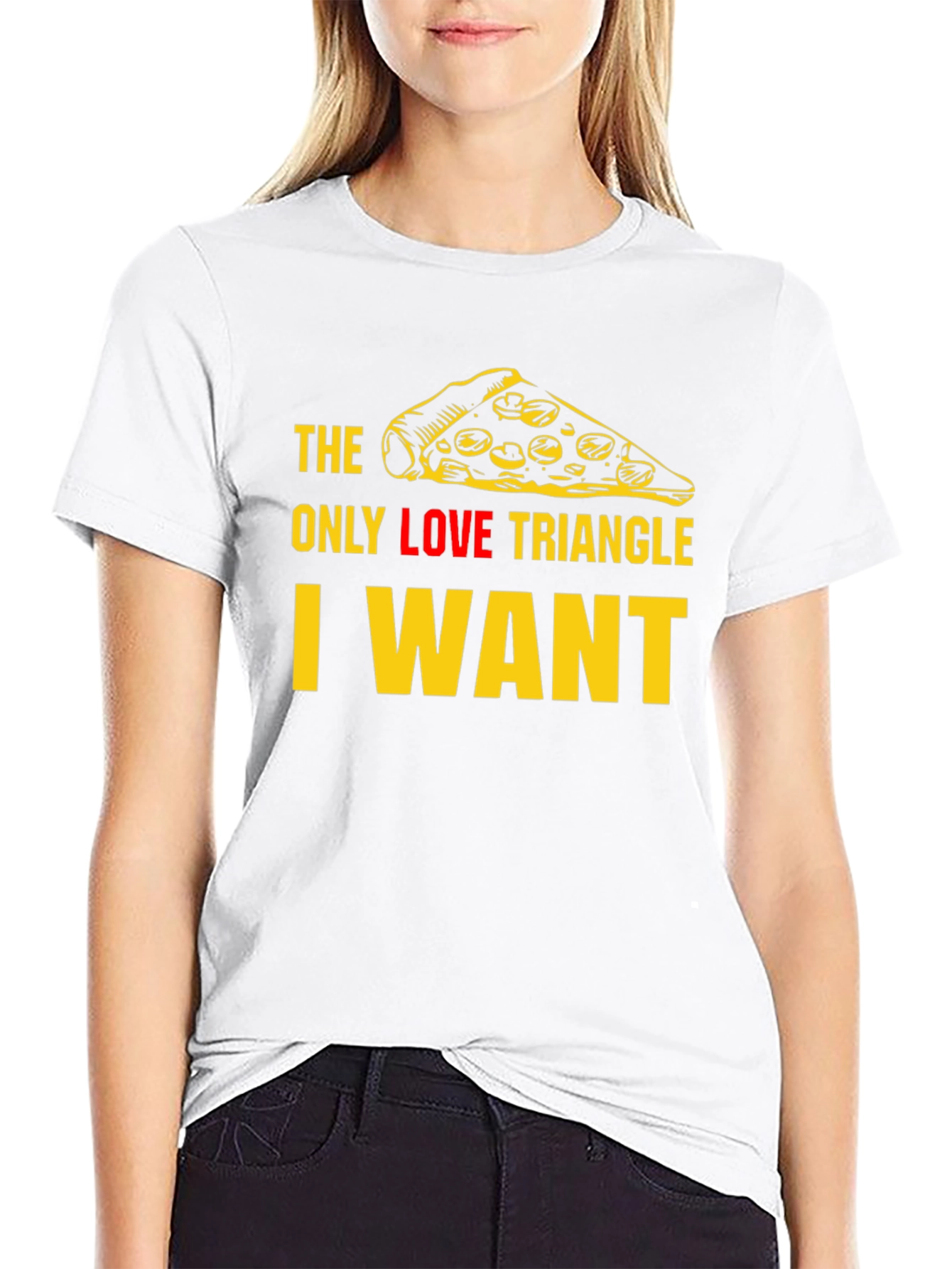 Pizza Slice Love Triangle T-Shirt - Black