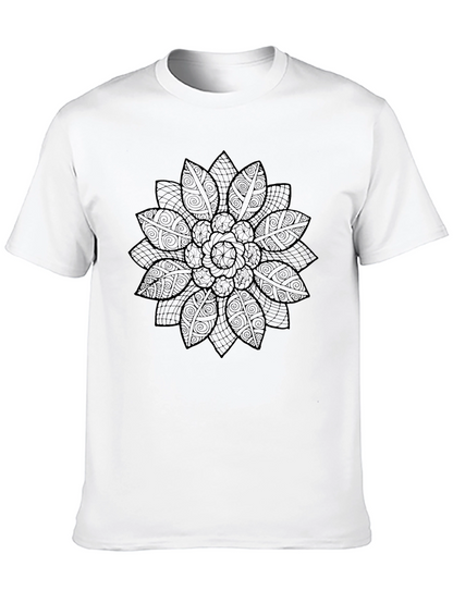 Black Floral Mandala Graphic T-Shirt