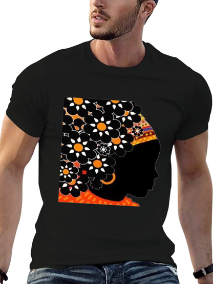 Floral Afro Silhouette Graphic Tee