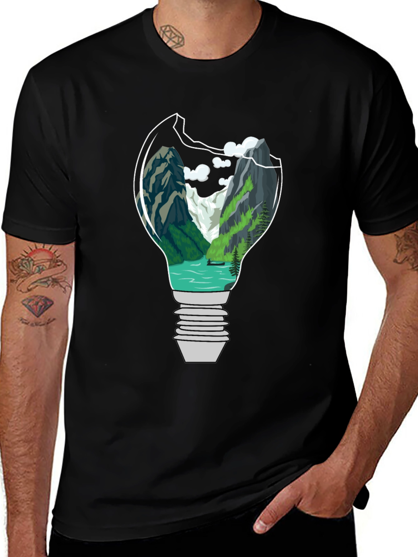 Nature Bulb Graphic Tee - Unique Design