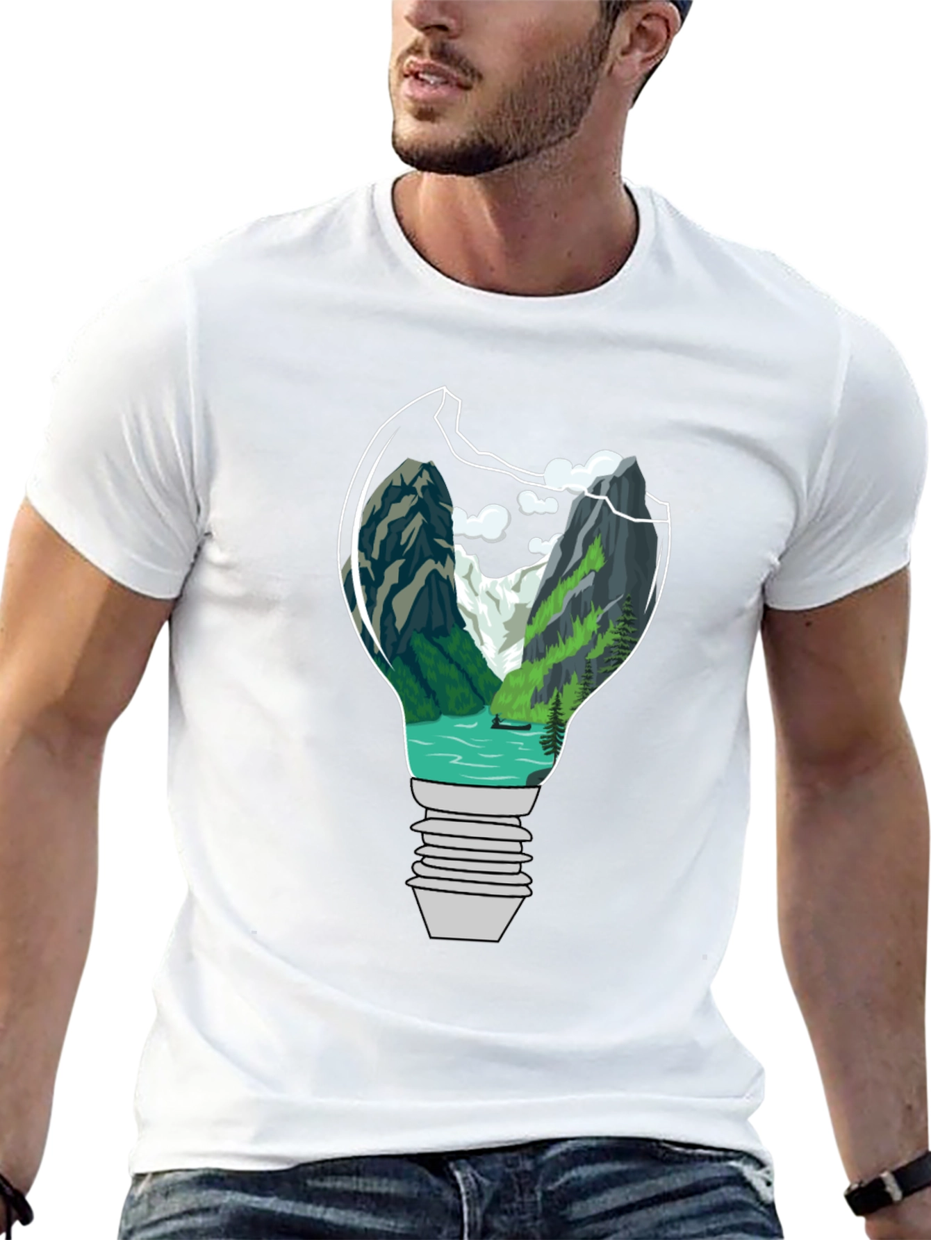 Nature Bulb Graphic Tee - Unique Design