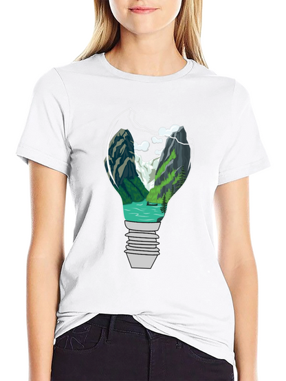 Nature Bulb Graphic Tee - Unique Design