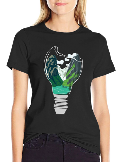 Nature Bulb Graphic Tee - Unique Design